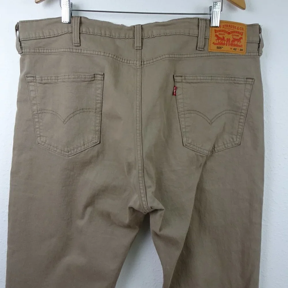 Levi's 505 Straight Leg Jeans Men's 42x30 Brown Denim Stretch